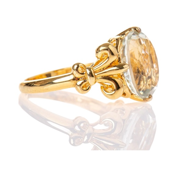 Aria Lattner 4.5CT GREEN TOPAZ FLEUR DE LIS RING - Picture 5 of 6